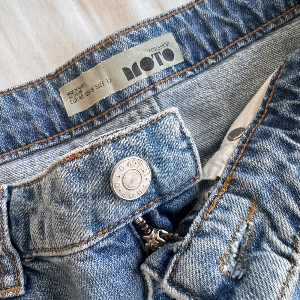 Vintage Topshop Moto 00s Blue Denim Jean Slit Maxi Skirt
